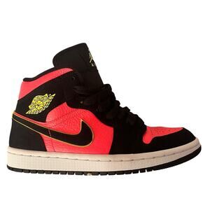 Air Jordan Wmns 1 Retro Mid Hot Punch Volt - Nike Sz 6.5 - BQ6472-006